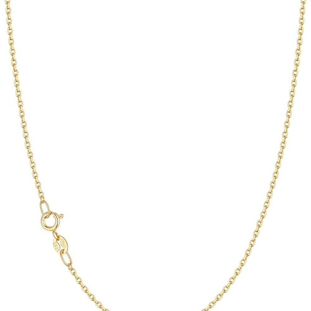 Solid 18k Gold Over 925 Sterling Silver Chain Necklace for Women, 1.2mm Cable Ch